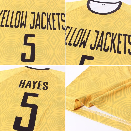 Soccer Gold Sublimation Black Custom Jersey Uniform Soccer Gold Sublimation Black Custom Jersey Uniform