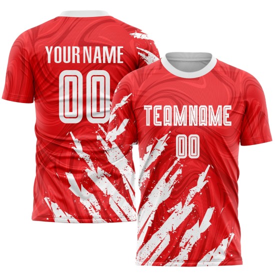 Jersey White Soccer Sublimation Uniform Custom Red Jersey White Soccer Sublimation Uniform Custom Red