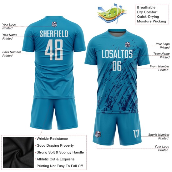 Custom White-Black Soccer Sublimation Blue Uniform Jersey Panther Custom White-Black Soccer Sublimation Blue Uniform Jersey Panther