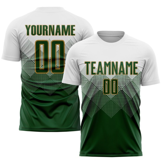 Jersey Uniform Gold Sublimation Custom Green-Old Soccer White Jersey Uniform Gold Sublimation Custom Green-Old Soccer White