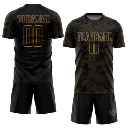 Soccer Gold Sublimation Jersey Custom Old Black Uniform