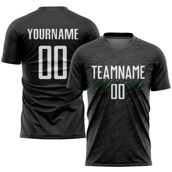 Black Custom White-Neon Soccer Jersey Uniform Sublimation Green Black Custom White-Neon Soccer Jersey Uniform Sublimation Green