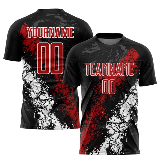Jersey Red-White Custom Uniform Black Soccer Sublimation Jersey Red-White Custom Uniform Black Soccer Sublimation