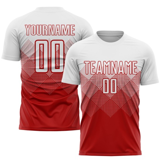 Red Sublimation White Soccer Uniform Jersey Custom Red Sublimation White Soccer Uniform Jersey Custom