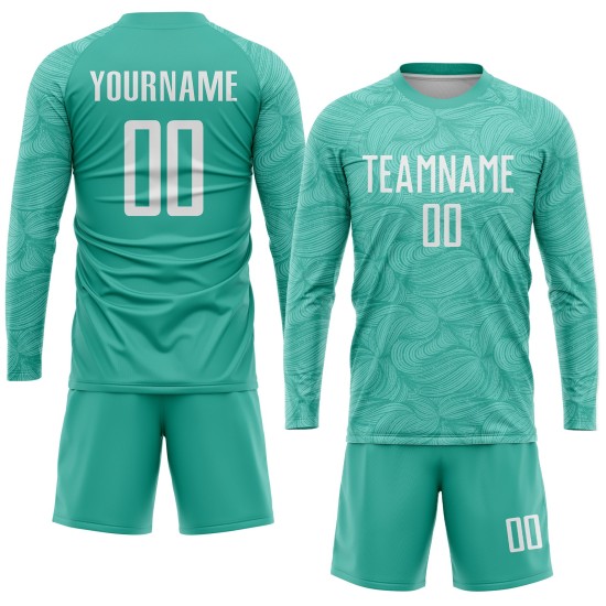 Uniform Aqua Soccer White Jersey Sublimation Custom Uniform Aqua Soccer White Jersey Sublimation Custom