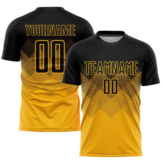 Sublimation Custom Soccer Gold Uniform Black Jersey Sublimation Custom Soccer Gold Uniform Black Jersey