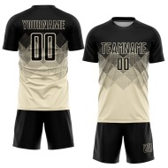 Cream Jersey Black Sublimation Custom Uniform Soccer