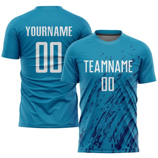 Custom White-Black Soccer Sublimation Blue Uniform Jersey Panther Custom White-Black Soccer Sublimation Blue Uniform Jersey Panther