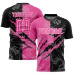 Pattern Uniform Pink Graffiti Custom Soccer Scratch Sublimation Black-White Jersey Pattern Uniform Pink Graffiti Custom Soccer Scratch Sublimation Black-White Jersey