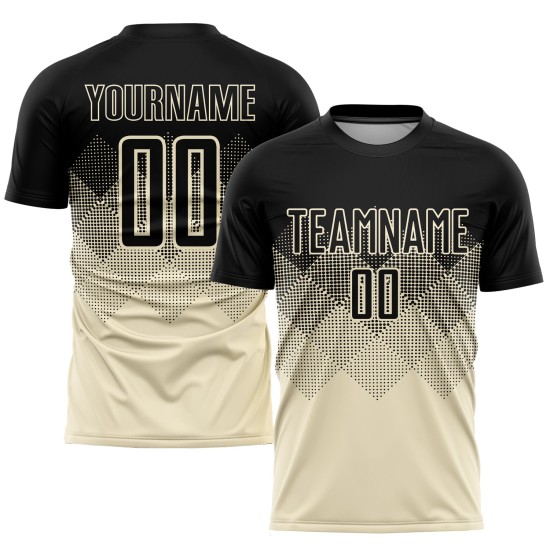 Cream Jersey Black Sublimation Custom Uniform Soccer Cream Jersey Black Sublimation Custom Uniform Soccer