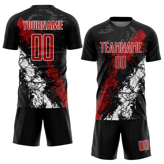 Jersey Red-White Custom Uniform Black Soccer Sublimation Jersey Red-White Custom Uniform Black Soccer Sublimation