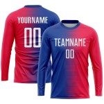 Sublimation Custom White-Royal Uniform Jersey Soccer Red Sublimation Custom White-Royal Uniform Jersey Soccer Red