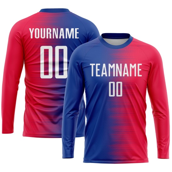 Sublimation Custom White-Royal Uniform Jersey Soccer Red Sublimation Custom White-Royal Uniform Jersey Soccer Red