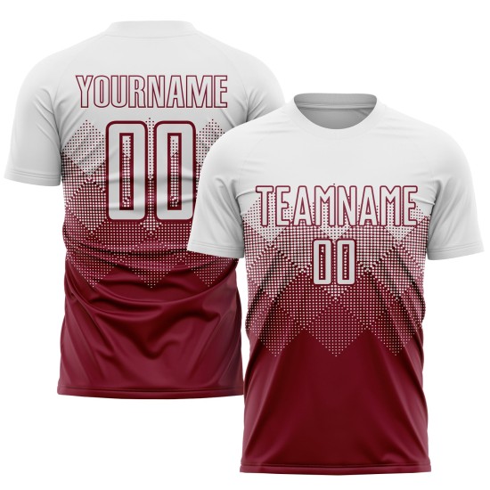 White Jersey Crimson Soccer Uniform Sublimation Custom White Jersey Crimson Soccer Uniform Sublimation Custom