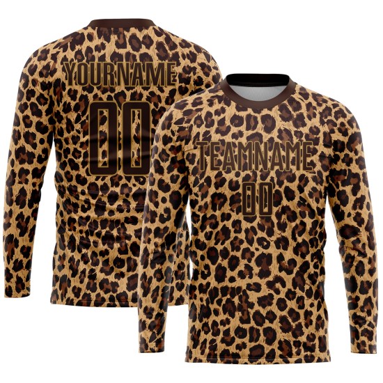 Brown Leopard Soccer Brown-Old Uniform Jersey Gold Custom Sublimation Brown Leopard Soccer Brown-Old Uniform Jersey Gold Custom Sublimation