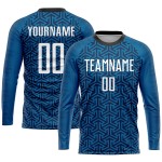 Sublimation Custom Blue Soccer Uniform White-Black Jersey Sublimation Custom Blue Soccer Uniform White-Black Jersey